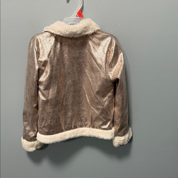 Metallic Kids Jacket with Faux Fur Trim - Picture 8 of 8